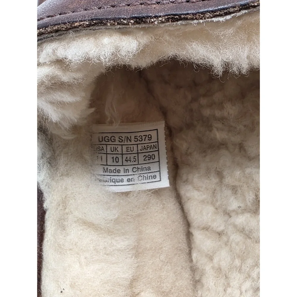 UGG Mens Ascot Slipper Tan Leather Size 11 M Color Brown